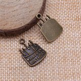 WYSIWYG 5pcs 18x15mm Pendant Birthday Cake Happy Birthday Cake Charm For Jewelry Making Birthday Cake Charms