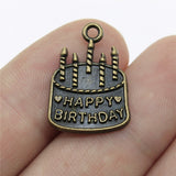 WYSIWYG 5pcs 18x15mm Pendant Birthday Cake Happy Birthday Cake Charm For Jewelry Making Birthday Cake Charms