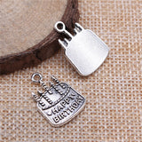 WYSIWYG 5pcs 18x15mm Pendant Birthday Cake Happy Birthday Cake Charm For Jewelry Making Birthday Cake Charms