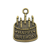 WYSIWYG 5pcs 18x15mm Pendant Birthday Cake Happy Birthday Cake Charm For Jewelry Making Birthday Cake Charms