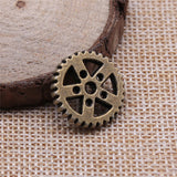 WYSIWYG 5pcs 18x18mm Porous Round Gear Charms Antique Bronze Color Charms For Jewelry Making Jewelry Findings