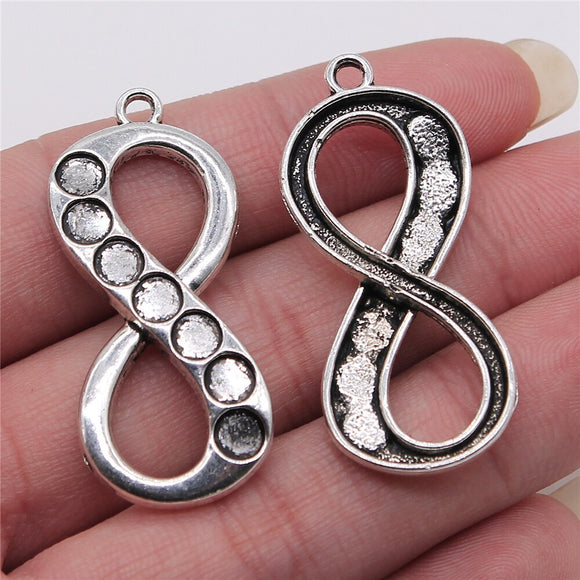 WYSIWYG 5pcs 18x42mm 7 Chakra Infinity Symbol Pendant Charms Antique Silver Color For Jewelry Making Jewelry Findings