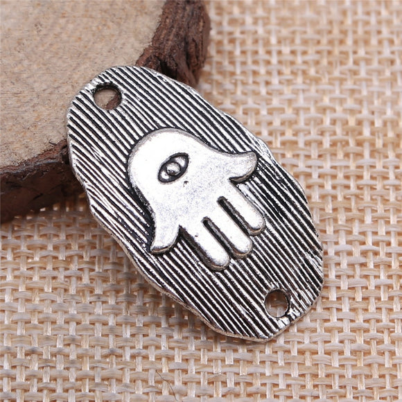 WYSIWYG 5pcs 19x32mm Palm Hand Connector Charms Antique Silver Color Pendant Charms For Jewelry Making Jewelry Findings