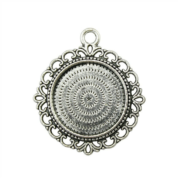 WYSIWYG 5pcs 20mm Inner Size Antique Silver Color Antique Bronze Color Zinc Alloy Cameo Cabochon Base Setting For Jewelry Making