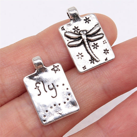 WYSIWYG 5pcs 20x13mm Antique Silver Color Dragonfly Charms Pendant For Jewelry Making