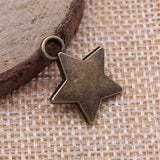 WYSIWYG 5pcs 20x17mm 2 Colors Antique Silver Color Antique Bronze Plated Star Pendants Charm Star Pendants Charm Star Charm