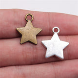 WYSIWYG 5pcs 20x17mm 2 Colors Antique Silver Color Antique Bronze Plated Star Pendants Charm Star Pendants Charm Star Charm
