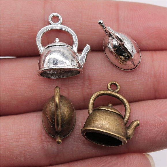 WYSIWYG 5pcs 20x17x10mm Antique Silver Color Antique Bronze Plated 3D Kettle Pendants Teapot Pendants Charm 3D Kettle Charm EF3912