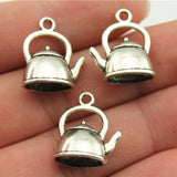WYSIWYG 5pcs 20x17x10mm Antique Silver Color Antique Bronze Plated 3D Kettle Pendants Teapot Pendants Charm 3D Kettle Charm EF3912