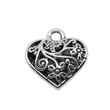 5pcs 20x21mm Charms 3D Hollow Carved Heart Antique Silver Color Metal Alloy Charms Jewelry DIY Accessories EF4001