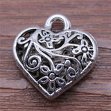 5pcs 20x21mm Charms 3D Hollow Carved Heart Antique Silver Color Metal Alloy Charms Jewelry DIY Accessories EF4001
