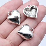 WYSIWYG 5pcs 20x22mm Antique Silver Color Thick Glossy Heart Charms Pendant For DIY Jewelry Making