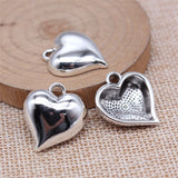 WYSIWYG 5pcs 20x22mm Antique Silver Color Thick Glossy Heart Charms Pendant For DIY Jewelry Making