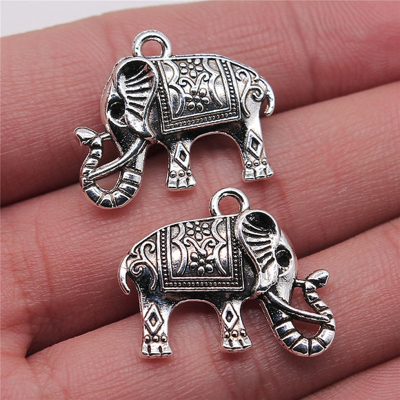 5pcs 20x24mm Double Sided Thai Elephant Pendant Charms Antique Silver Color For Jewelry Making Jewelry Findings ef4382