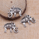 5pcs 20x24mm Double Sided Thai Elephant Pendant Charms Antique Silver Color For Jewelry Making Jewelry Findings ef4382