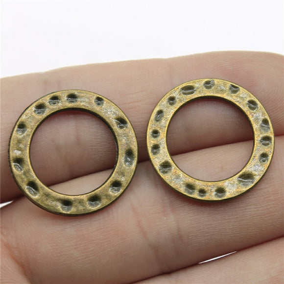 WYSIWYG 5pcs 21mm Vintage Circle Connector Pendants Charm For Jewelry Making Antique Bronze Color Circle Pendants Charm