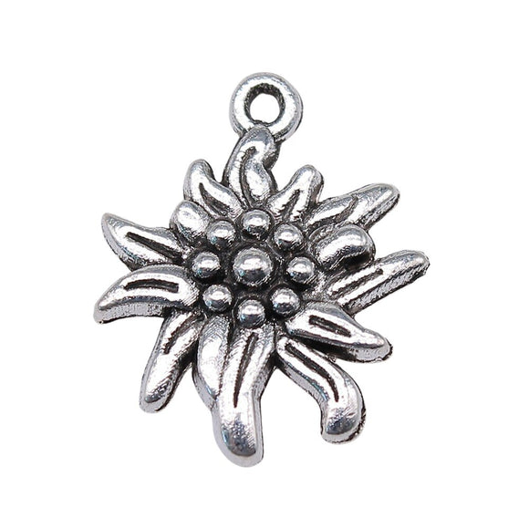 WYSIWYG 5pcs 21x17mm Flowers 2 Colors Pendants Flower Jewelry Pendants Charm Vintage Flower Pendants