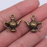 WYSIWYG 5pcs 21x19mm Pendant Teapot Kettle Charm Pendants For Jewelry Making Antique Silver Color 3D Teapot Pendants