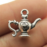WYSIWYG 5pcs 21x19mm Pendant Teapot Kettle Charm Pendants For Jewelry Making Antique Silver Color 3D Teapot Pendants