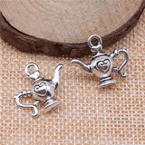 WYSIWYG 5pcs 21x19mm Pendant Teapot Kettle Charm Pendants For Jewelry Making Antique Silver Color 3D Teapot Pendants