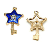 WYSIWYG 5pcs 21x33mm Magic Wand Charms KC Gold Color Plated For DIY Jewelry Making Zinc Alloy Charms Pendant Jewelry Findings