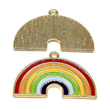 WYSIWYG 5pcs 21x33mm Rainbow Charms KC Gold Color Plated For DIY Jewelry Making Zinc Alloy Charms Pendant Jewelry Findings