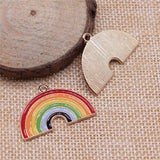 WYSIWYG 5pcs 21x33mm Rainbow Charms KC Gold Color Plated For DIY Jewelry Making Zinc Alloy Charms Pendant Jewelry Findings