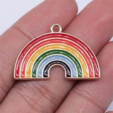 WYSIWYG 5pcs 21x33mm Rainbow Charms KC Gold Color Plated For DIY Jewelry Making Zinc Alloy Charms Pendant Jewelry Findings