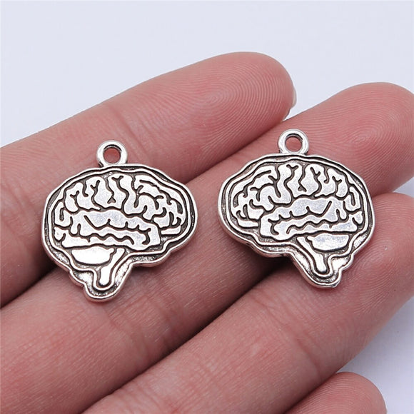 WYSIWYG 5pcs 22x23mm Antique Silver Color Brain Charms Pendant For Jewelry Making DIY Jewelry Findings