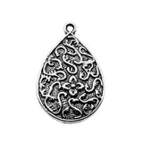 WYSIWYG 5pcs 22x33mm Water Drop Flower Carved Charms Antique Silver Color For Jewelry Making Charms Pendant Jewelry Findings