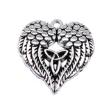 WYSIWYG 5pcs 23x22mm Antique Silver Color Celtic Knot Heart Wings Charms For Jewelry Making