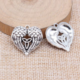 WYSIWYG 5pcs 23x22mm Antique Silver Color Celtic Knot Heart Wings Charms For Jewelry Making