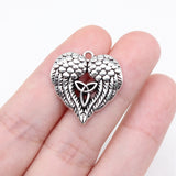 WYSIWYG 5pcs 23x22mm Antique Silver Color Celtic Knot Heart Wings Charms For Jewelry Making
