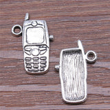 WYSIWYG 5pcs 24x16mm Antique Silver Color Cell Phone Charms Pendant For Jewelry Making