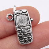 WYSIWYG 5pcs 24x16mm Antique Silver Color Cell Phone Charms Pendant For Jewelry Making