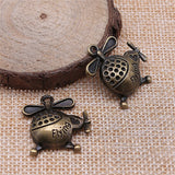 WYSIWYG 5pcs 24x23mm Charm Helicopters Airplane Charms For Jewelry Making Antique Silver Color Aircraft Charms