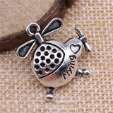 WYSIWYG 5pcs 24x23mm Charm Helicopters Airplane Charms For Jewelry Making Antique Silver Color Aircraft Charms