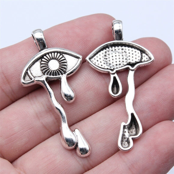 WYSIWYG 5pcs 24x37mm Antique Silver Color Weeping Eyes Charms Pendant For DIY Jewelry Making Handmade Jewelry Craft Findings