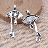 WYSIWYG 5pcs 24x37mm Antique Silver Color Weeping Eyes Charms Pendant For DIY Jewelry Making Handmade Jewelry Craft Findings