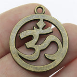 WYSIWYG 5pcs 25mm 2 Colors Antique Silver Color Antique Bronze Plated Charm Om Pendant Charm Om Sign Pendants