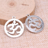 WYSIWYG 5pcs 25mm 2 Colors Antique Silver Color Antique Bronze Plated Charm Om Pendant Charm Om Sign Pendants