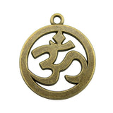 WYSIWYG 5pcs 25mm 2 Colors Antique Silver Color Antique Bronze Plated Charm Om Pendant Charm Om Sign Pendants