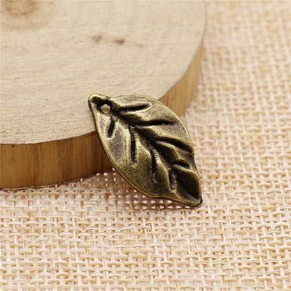 WYSIWYG 5pcs 25x14mm Vintage Leaf Pendants Charm For Jewelry Making Antique Bronze Color Leaf Pendants Charm Leaf