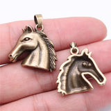 WYSIWYG 5pcs 25x23mm Antique Bronze Color Charms Horse Head Pendant For Jewelry Making DIY Jewelry Findings