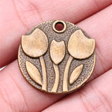 5pcs 25x25mm 2 Colors Tulip Flower Charms Pendant For DIY Jewelry Making Handmade Jewelry Craft Findings ef4536