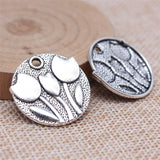 5pcs 25x25mm 2 Colors Tulip Flower Charms Pendant For DIY Jewelry Making Handmade Jewelry Craft Findings ef4536