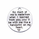 WYSIWYG 5pcs 25x25mm Antique Silver Color Round English Plate Charms Pendant For DIY Jewelry Making