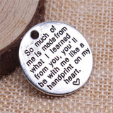 WYSIWYG 5pcs 25x25mm Antique Silver Color Round English Plate Charms Pendant For DIY Jewelry Making