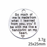 WYSIWYG 5pcs 25x25mm Antique Silver Color Round English Plate Charms Pendant For DIY Jewelry Making