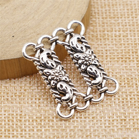 WYSIWYG 5pcs 25x30mm Body Chain Flower Porous Connector Antique Silver Color Jewelry Findings Jewelry Accessories